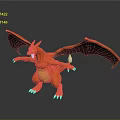 Orange Dragon With Spread Green Wings Yellow Belly And Sharp Claws 3d model