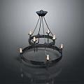 Vintage Iron Chandelier With Double Ring Structure And Candle Lights Design