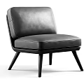 Stylish Black Leather Single Sofa With Modern Design And Wooden Legs
