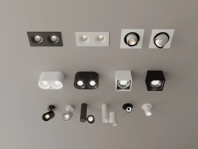 Various Modern Downlights And Spotlights In Black White Ceiling Lighting Styles 3d model