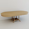 Oval Wooden Dining Table With Simple Design And Elegant Carved Legs