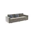 Modern Light Grey Three Seater Fabric Sofa With Blue Decorative Cushions 3d model