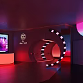 Modern Vibrant Club Interior With Neon Lights Large Screen And Seating Area