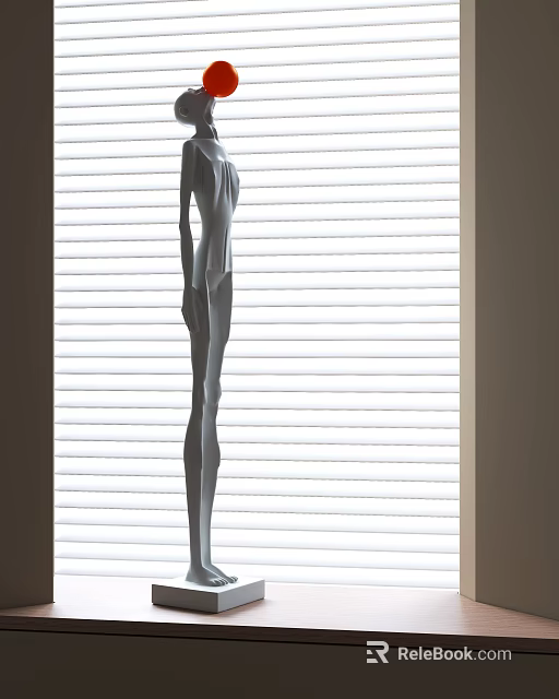 Modern Abstract Figure Decorative Ornament Set With Window Blinds Background 3d model 