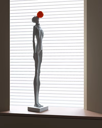 Modern Abstract Figure Decorative Ornament Set With Window Blinds Background 3d model