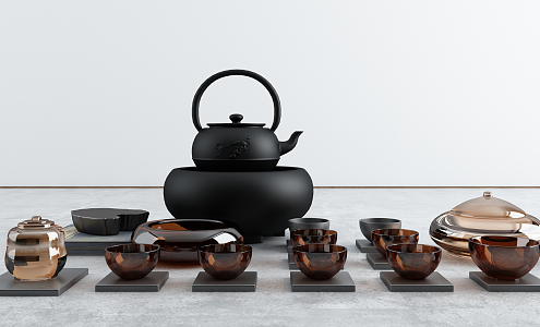 New Chinese Tea Set 3d model