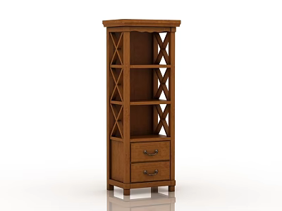 Traditional Wooden Wine Cabinet Featuring Lattice Design And Storage Drawers For Home Decor 3d model