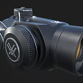 Black Binoculars With Green And Orange Lenses Ergonomic Design For Outdoor Use