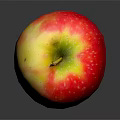Juicy Fresh Red Yellow Gradient Apple With White Dots On Shiny Black Background