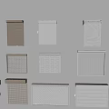 Different Window Shutter Styles Featuring Textured Patterns And Neutral Colors 3d model