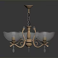 Elegant Chandelier Combination With Golden Frame And Silver Bowl Shades