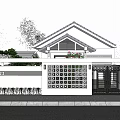 Single Family Detached House White Exterior With White Fence Lattice Design And Black Iron Gate