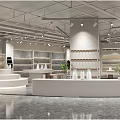 Modern Clothing Store Interior With Display Shelves Round Platforms And Track Lighting