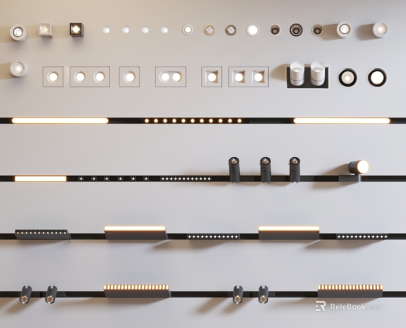 Modern Downlights and Spotlights with Various Designs for Home Lighting Fixtures 3d model 