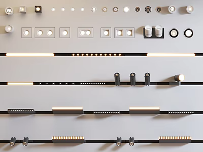 Modern Downlights and Spotlights with Various Designs for Home Lighting Fixtures 3d model