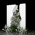 Modern Beautiful White and Green Simple Small Scenery 3d model