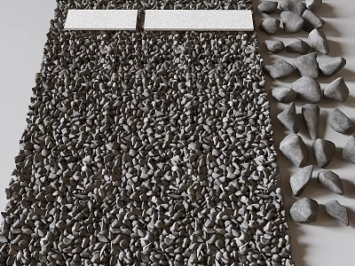 Garden landscape cobblestone rain flower stone gravel small stone paving road paving gravel block Ting step 3d model