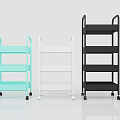 Light Blue White Black Mobile Shelving Units with Multiple Tiers and Wheels