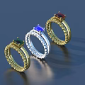 Elegant Gemstone Rings With Green Blue Red Stones And Gold Silver Encrusted Settings
