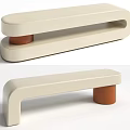 Modern Beige Public Chair With Curved Structure And Brown Support Bases
