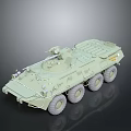 Light Green Armored Military Vehicle With Six Wheels And Turret Structure