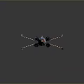Detailed X Wing Fighter Model With Blue Red Accents And Metallic Starfighter Design