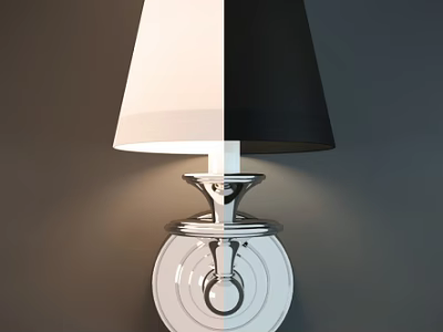 Modern Wall Sconce With Black And White Lampshade Transparent Base And Silver Metal Parts 3d model
