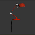 Red Adjustable Desk Lamp With Metal Arm And Round Base Design 3d model