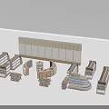 Various Modern Display Shelves with Different Structures and Designs for Retail Stores 3d model