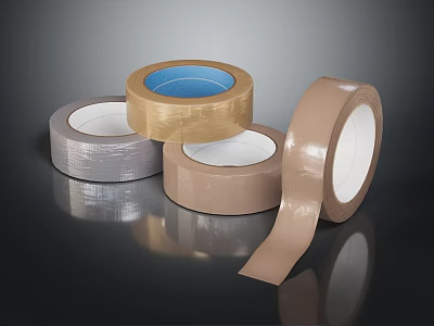 Various Colored Adhesive Tape Rolls For Daily Household Use With Pulled Strip 3d model