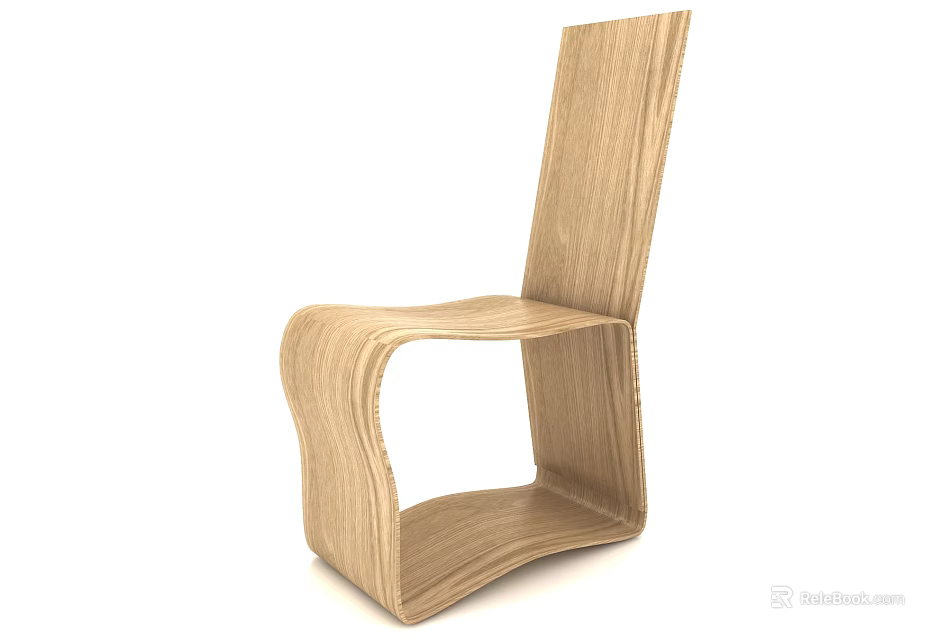 Wooden Leisure Chair With Modern Curved Structure For Home Comfortable Seating 3d model 