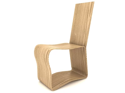 Wooden Leisure Chair With Modern Curved Structure For Home Comfortable Seating 3d model