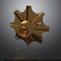 Golden Gear Shaped Equipment With Multiple Blades Central Hole And Metallic Finish