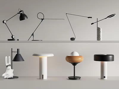 Modern Table Lamps With Various Designs Stands And Shades For Home Decor 3d model