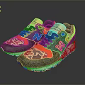 Stylish New Balance Lifestyle Sneakers With Navy Blue Orange Camouflage And White Sole