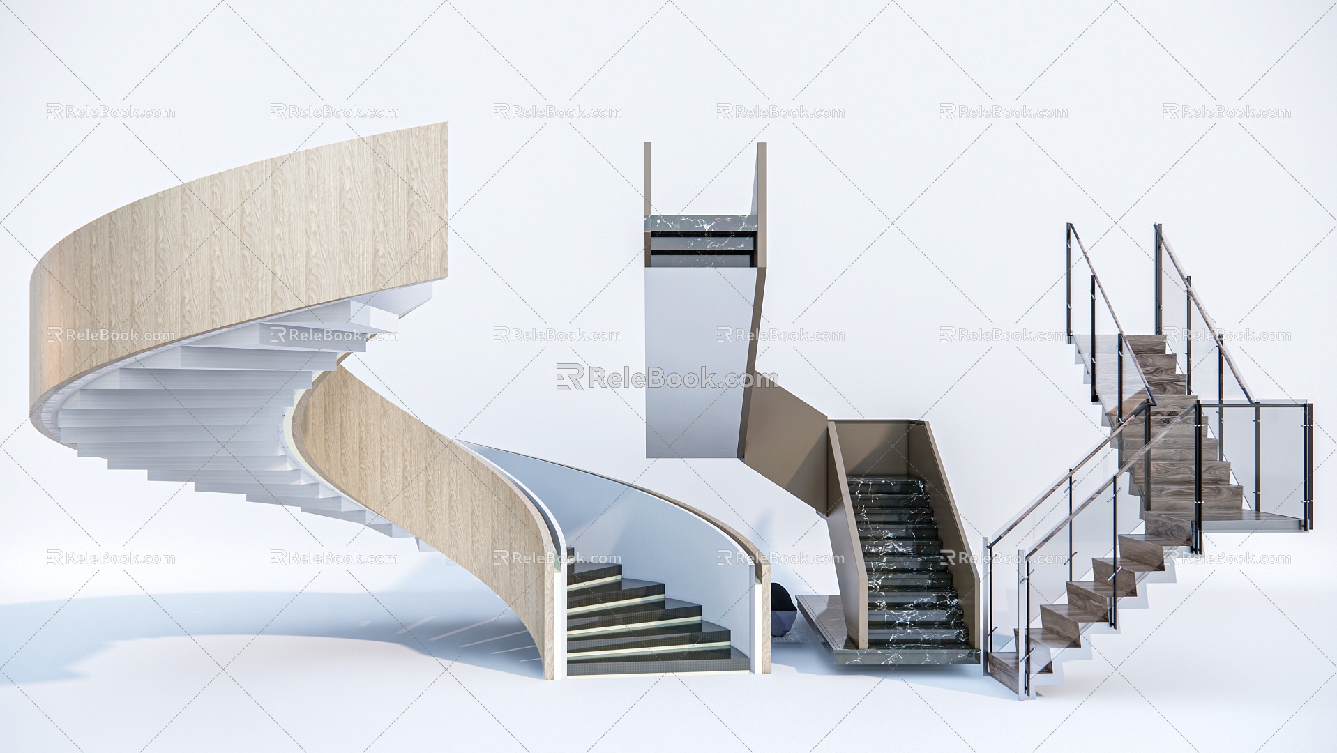 Stair Combination Rotating Stairs Metal Stairs Steel Frame Stairs Arc Stairs 3d model