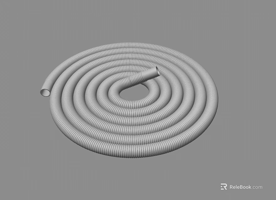 Flexible Gray Spiral Coiled Hose With Circular Shape And Central Opening 3d model 