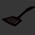 Black Slotted Spatula With Long Handle For Kitchen Cooking Utensils 3d model