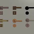 Various Modern Metal Door Handles with Gold Bronze and Silver Textured Designs