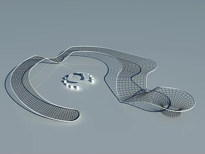 Modern Playground Equipment With Curved Mesh Structure And Circular Central Area For Kids Outdoor Fun 3d model