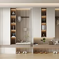 Modern Shoe Storage Cabinet With Hanging Rod Bench And Display Shelves