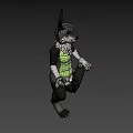 Anthropomorphic Wolf Game Character With Pointed Ears Yellow Eyes And Muscular Green Body