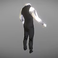 Men's Striped Suit Set With Vest White Shirt And Red Tie