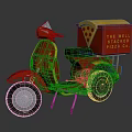 Red Scooter Motorcycle With Pizza Delivery Box For The Mels Stacked Pizza Co