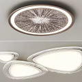 Modern Ceiling Lights With Circular Radial Pattern LED Strip And Irregular White Frame Design 3d model