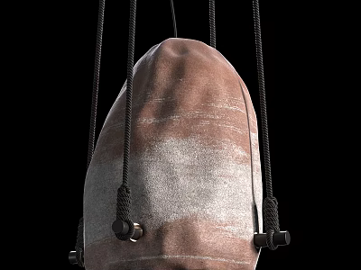 Egg Shaped Textured Brown Gray Chandelier With Rope Suspension And Metal Accents 3d model