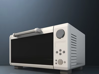 White Modern Design Kitchen Oven With Countertop Knobs Buttons And Handle For Home Use 3d model