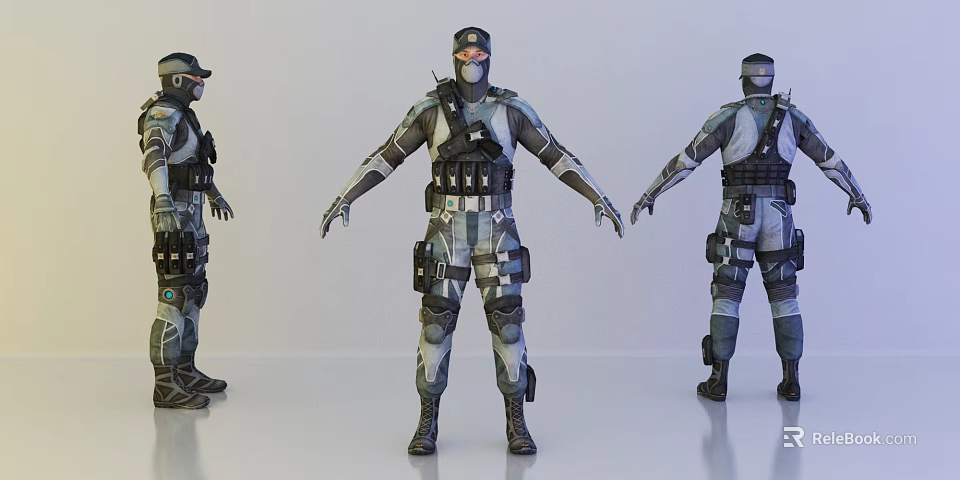 Game Movie Character In Camouflage Uniform With Tactical Gear And Multiple Angles 3d model 