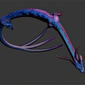 3D Designed Dragon Game And Movie Character With Blue Purple Curved Body And Horns