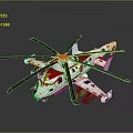 White Helicopter Model With Black Rotors And Red Yellow Accents Detailed Design
